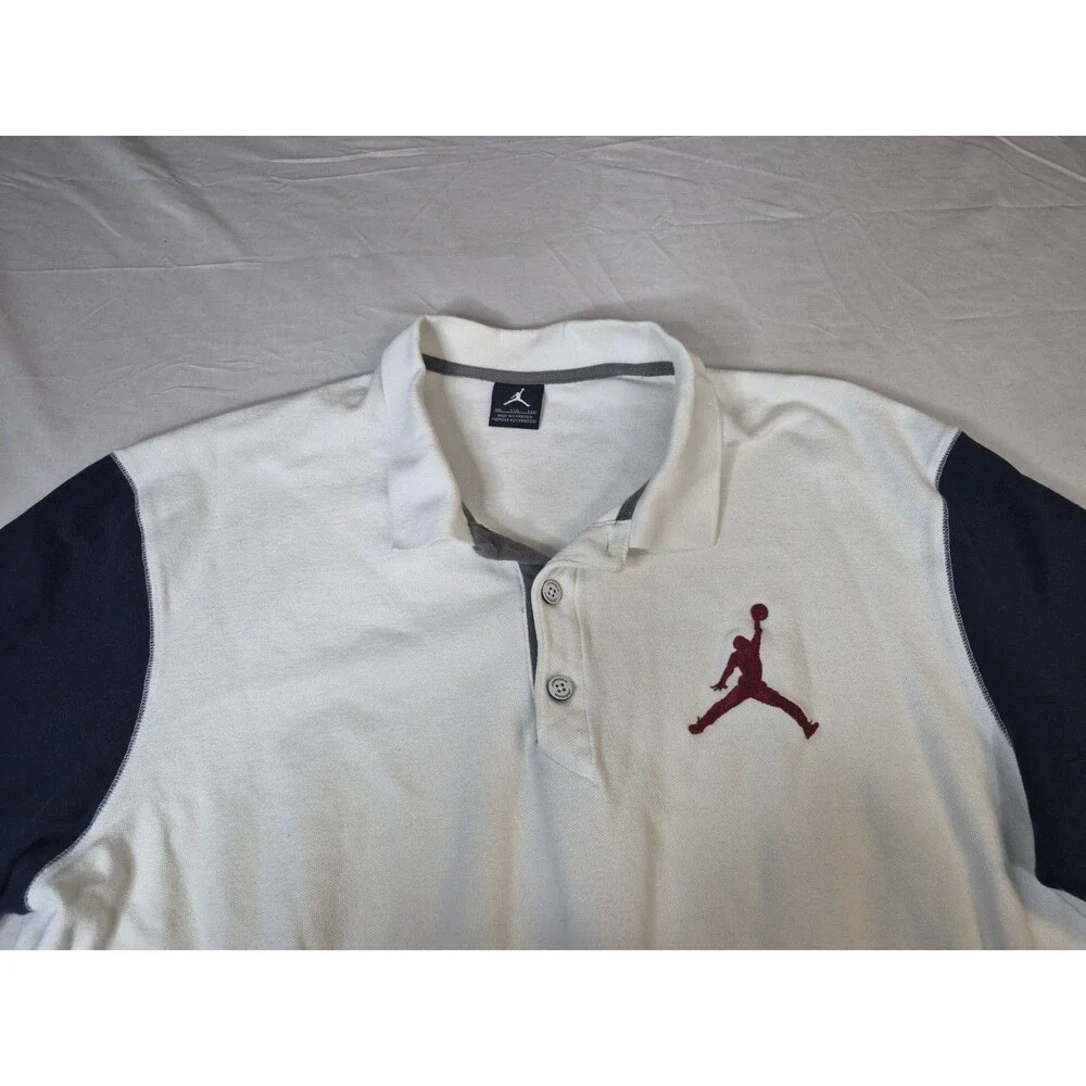 Jordan Shirt Men's Size 2XL White Polo Jumbo Jumpman Colorblock Nike Air